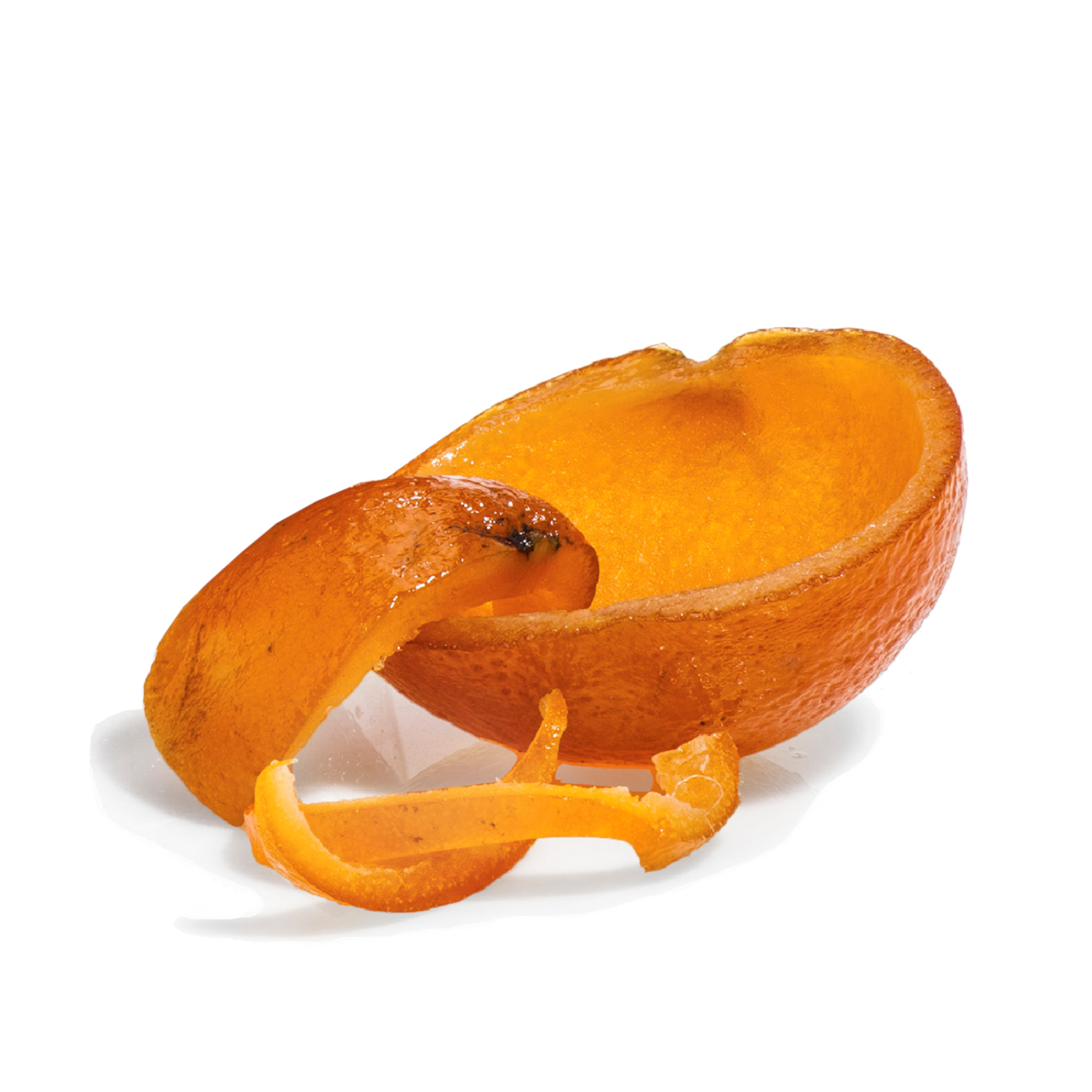 Orangeat, frische halbe Schalen